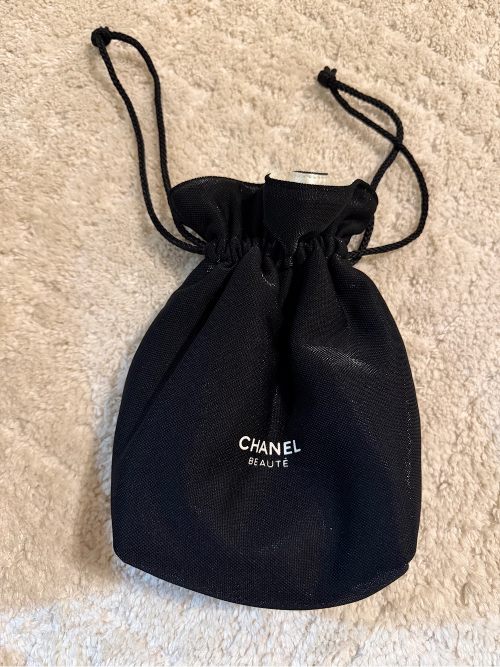 CHANEL Black Drawstring Beauty Pouch